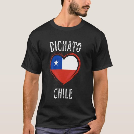 チリ国旗ハート ディチャト市 Tシャツ (正面)