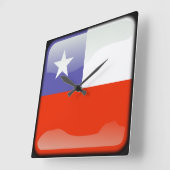 チリ国旗 スクエア壁時計 (傾斜)