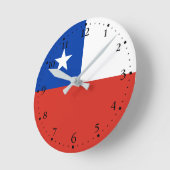 チリ国旗 ラウンド壁時計 (傾斜)