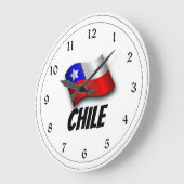 チリ国旗、ラベル ラージ壁時計 (傾斜)