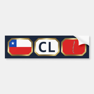 チリ国旗・地図コードバンパーステッカー バンパーステッカー
