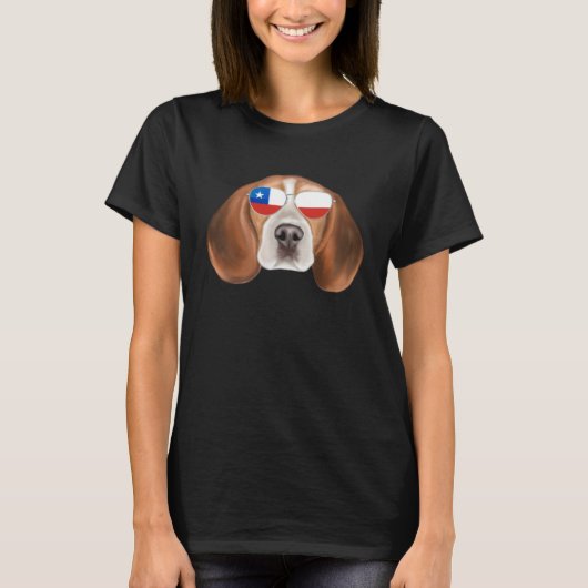 チリ国旗Beagle Dogチリポケット Tシャツ (正面)