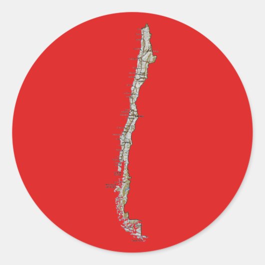 チリ地図ステッカー ラウンドシール (正面)