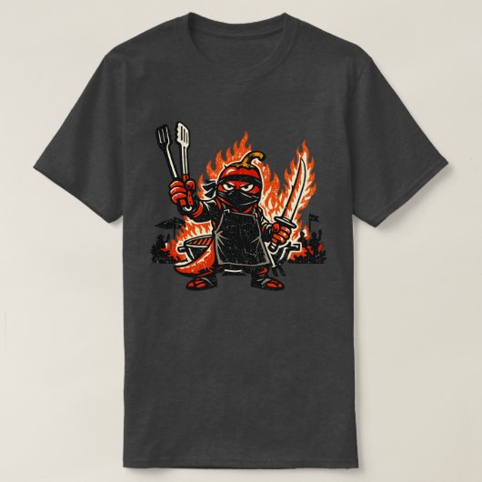 チリ忍者BBQマスター 〜 ヴィンテージサマーファイア 〜 Tシャツ (デザイン正面)