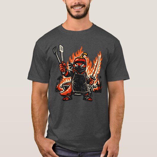 チリ忍者BBQマスター 〜 ヴィンテージサマーファイア 〜 Tシャツ (正面)
