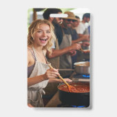 チリ料理コンテストの写真をカスタマイズ バッジ (裏面)