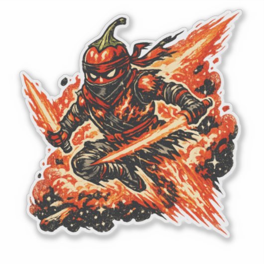 チリ星雲の炎の忍者 - ビンテージ宇宙戦士 シール (正面)