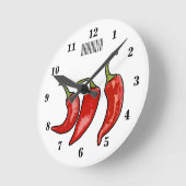 チリ漫画イラストレーション ラウンド壁時計 (傾斜)