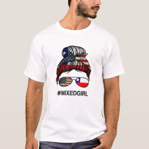 チリ米国国旗 – USAチリMessy Bun Tシャツ