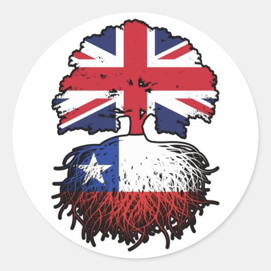 チリ英国チリ国旗 ラウンドシール (正面)