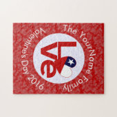 チリ赤恋パーソナライズされた国旗 ジグソーパズル (横)