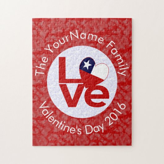 チリ赤恋パーソナライズされた国旗 ジグソーパズル (縦)