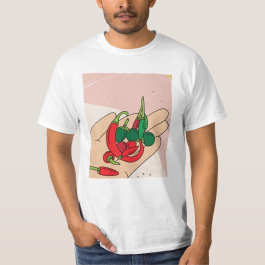 チリ辛い食品野菜ホットペッパー Tシャツ (正面)