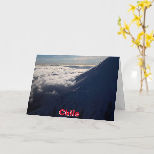 チリ飛んでいるーのオソルノ火山の上空 カード (黄色い花)