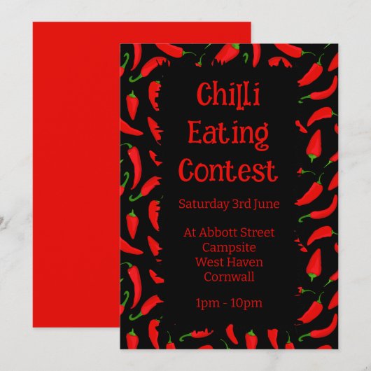 チリ食べ物大会 招待状 (正面/裏面)