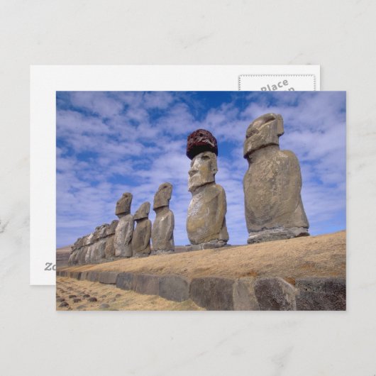 チリ、イースター島。15モアアットアフ ポストカード (正面/裏面)