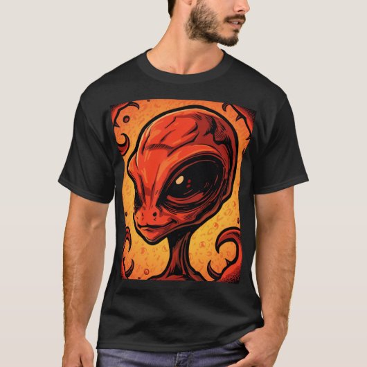 チリ エイリアン - スパイシーで面白いフードアート Tシャツ (正面)