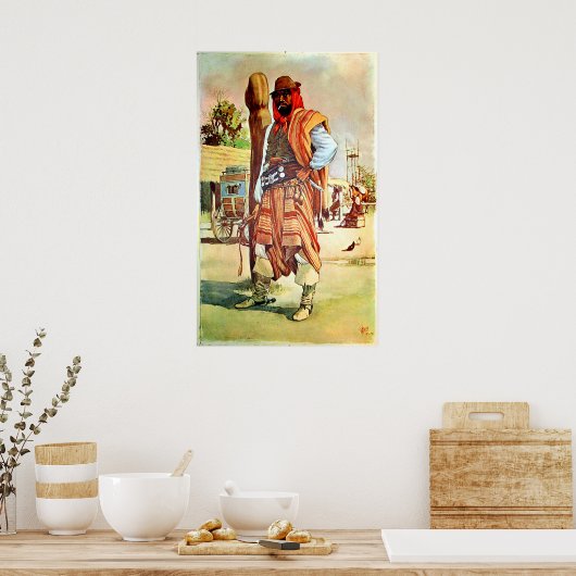 チリ、ガウチョス、仮装の男伝統的。 ポスター (キッチン)