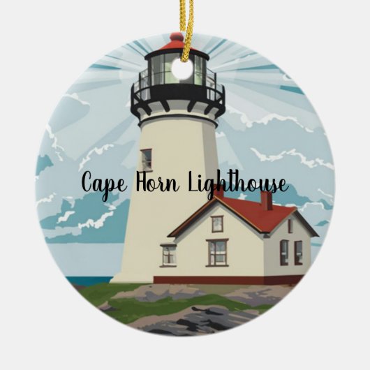 チリ，ケープホルンライトハウス セラミックオーナメント (正面)