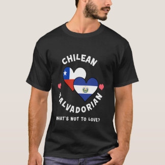 チリ サルバドル 両想い ハート フラグ Tシャツ