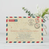 チリ/シアトルWA USA Airmail | ウェディング 招待状 (スタンド正面)