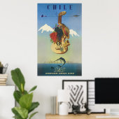 チリ・スカンジナビア航空ヴィンテージ旅行アートポスター ポスター (ホームオフィス)