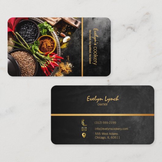 チリ·スパイス·レストラン·ビジネス·カード 名刺 (正面/裏面)