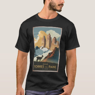 チリ・トーレスデルパイネのイラスト・トラベルアート Tシャツ