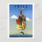 チリ。メカジキの水上ギターヴィンテージ ポストカード (正面)