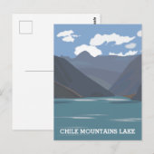 チリ 山 湖 風景 イラスト 旅行 ポストカード (正面/裏面)