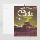 チリ 火山 ビンテージ 旅行ポスター ポストカード (正面/裏面)