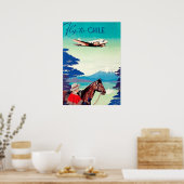 チリ、馬を持つ男、ヴィンテージ航空に飛ぶ ポスター (キッチン)