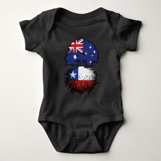 チリAustralian Tree Roots国旗 ベビーボディスーツ (正面)