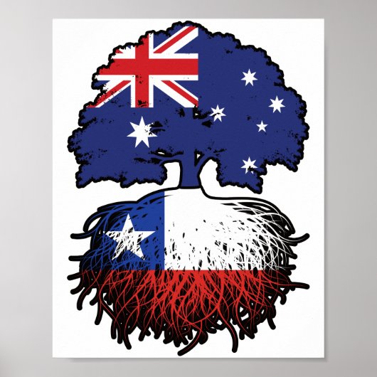チリAustralian Tree Roots国旗 ポスター (正面)
