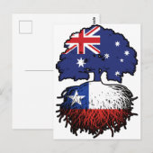 チリAustralian Tree Roots国旗 ポストカード (正面/裏面)