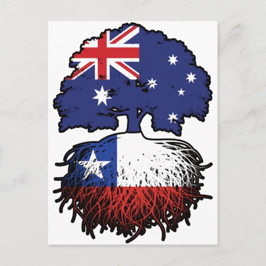 チリAustralian Tree Roots国旗 ポストカード (正面)
