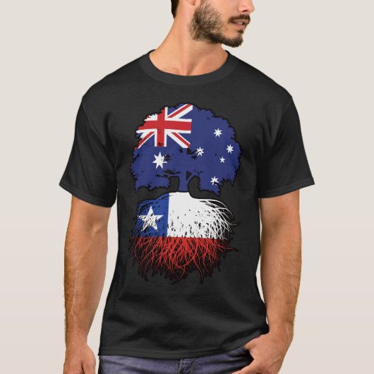 チリAustralian Tree Roots国旗 Tシャツ (正面)