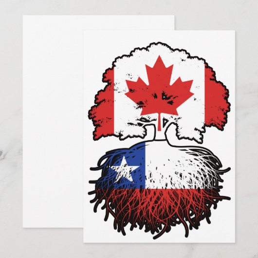 チリChili Canada Tree Roots国旗 招待状 (正面/裏面)