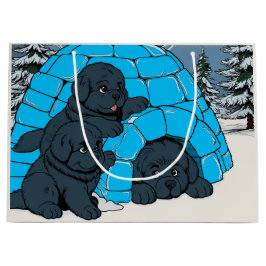 チルすごいニューファンドランドの子犬 ラージペーパーバッグ