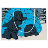 チルすごいニューファンドランドの子犬 ラージペーパーバッグ (裏面)