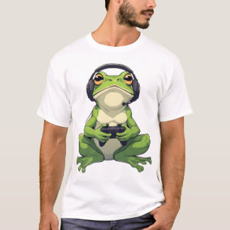チルなカエルゲーマー - かわいいゲームマスコットデザイン Tシャツ