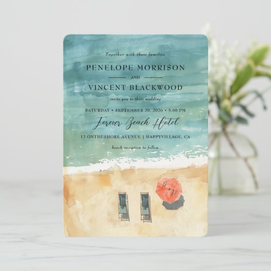 チルアウトバイザシービーチ結婚式招待状 招待状 (スタンド正面)