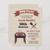 チルアウトバックヤードBBQバースデーパーティー 招待状 (正面/裏面)