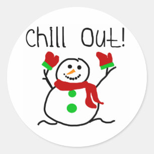 チルアウト雪だるま休日 ラウンドシール