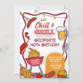 チルアンドグリルアダルト誕生日ビールBBQ 招待状 (正面)