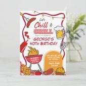 チルアンドグリルアダルト誕生日ビールBBQ 招待状 (スタンド正面)