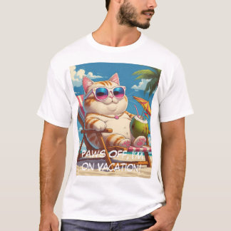 チルキャットビーチビーブスおもしろいバケーションTシャツ Tシャツ