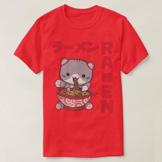 チルキャットラーメンアニメかわいい日本のSKET Tシャツ (デザイン正面)