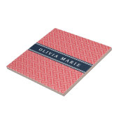 チルトスイカピンクギリシャ鍵のパターン名 タイル (側面)