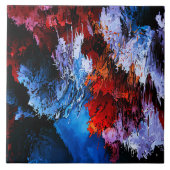 チルドインフェルノブルー赤コンテンポラリー抽象芸術アート タイル (正面)